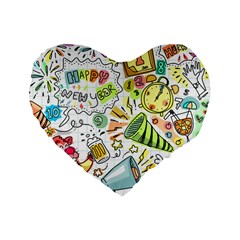 Doodle Standard 16  Premium Heart Shape Cushions