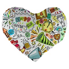 Doodle Large 19  Premium Heart Shape Cushions