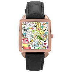 Doodle Rose Gold Leather Watch 