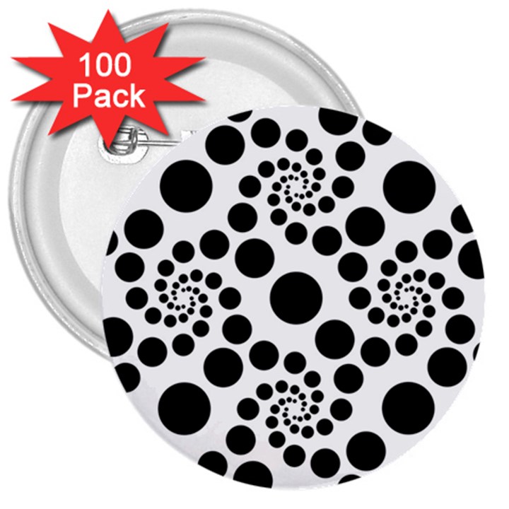 Dot 3  Buttons (100 pack) 