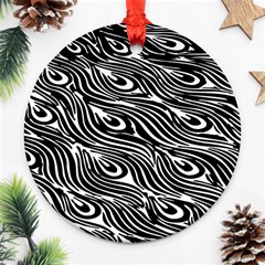 Animal-peacock,white Black Ornament (round) by nateshop