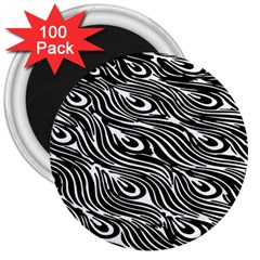 Animal-peacock,white Black 3  Magnets (100 Pack) by nateshop