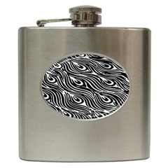 Animal-peacock,white Black Hip Flask (6 Oz) by nateshop