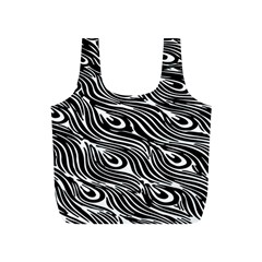 Animal-peacock,white Black Full Print Recycle Bag (s) by nateshop