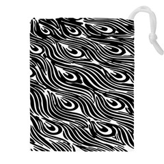 Animal-peacock,white Black Drawstring Pouch (5xl) by nateshop