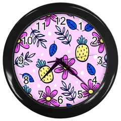 Flowers Purple Wall Clock (black) by nateshop