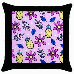 Flowers Purple Throw Pillow Case (black) by nateshop