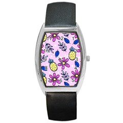 Flowers Purple Barrel Style Metal Watch by nateshop