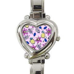 Flowers Purple Heart Italian Charm Watch by nateshop