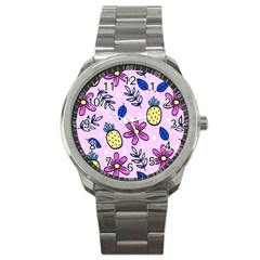 Flowers Purple Sport Metal Watch by nateshop