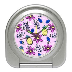 Flowers Purple Travel Alarm Clock by nateshop