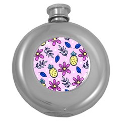 Flowers Purple Round Hip Flask (5 Oz) by nateshop