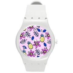 Flowers Purple Round Plastic Sport Watch (m) by nateshop