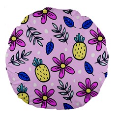 Flowers Purple Large 18  Premium Flano Round Cushions by nateshop