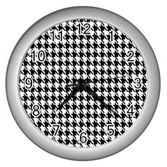 Houndstooth Wall Clock (silver) by nateshop