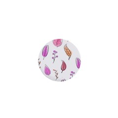 Leaves-pink 1  Mini Buttons