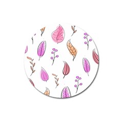 Leaves-pink Magnet 3  (Round)