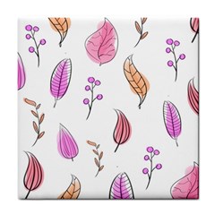 Leaves-pink Tile Coaster by nateshop