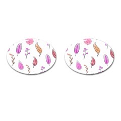 Leaves-pink Cufflinks (Oval)