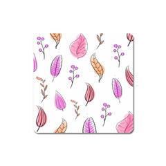 Leaves-pink Square Magnet by nateshop