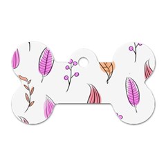 Leaves-pink Dog Tag Bone (One Side)