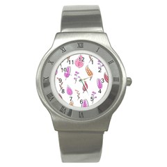 Leaves-pink Stainless Steel Watch by nateshop