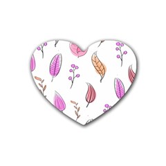 Leaves-pink Rubber Coaster (heart) by nateshop