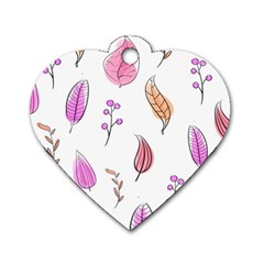 Leaves-pink Dog Tag Heart (one Side) by nateshop