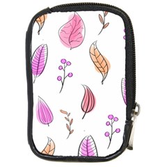 Leaves-pink Compact Camera Leather Case