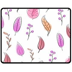 Leaves-pink Fleece Blanket (Medium) 