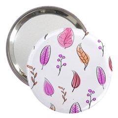 Leaves-pink 3  Handbag Mirrors