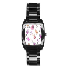 Leaves-pink Stainless Steel Barrel Watch