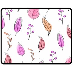 Leaves-pink Double Sided Fleece Blanket (Medium) 