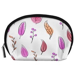 Leaves-pink Accessory Pouch (Large)