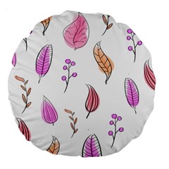 Leaves-pink Large 18  Premium Flano Round Cushions by nateshop