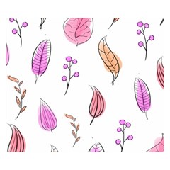 Leaves-pink Double Sided Flano Blanket (Small) 