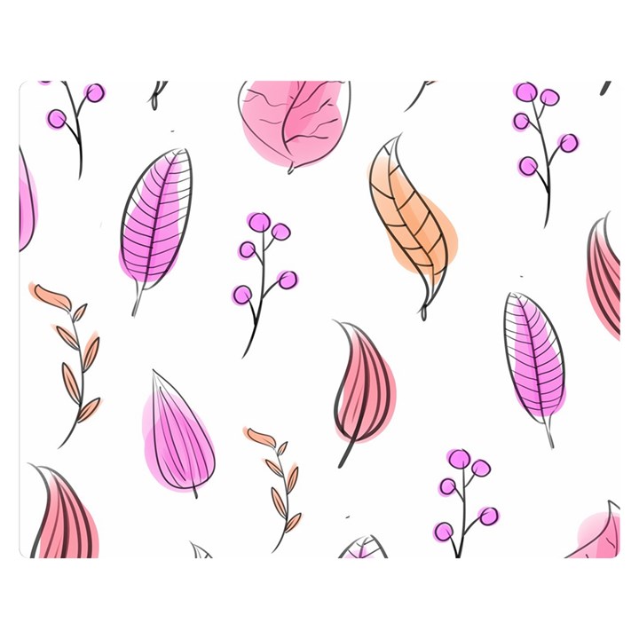 Leaves-pink Double Sided Flano Blanket (Medium) 