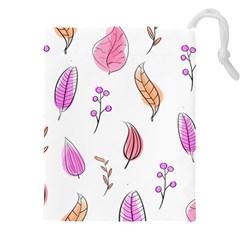 Leaves-pink Drawstring Pouch (4xl) by nateshop