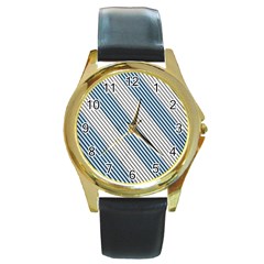 Lines Round Gold Metal Watch