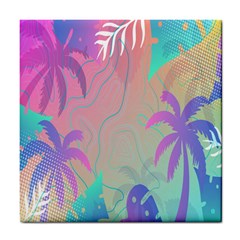 Palm-trees Tile Coaster by nateshop