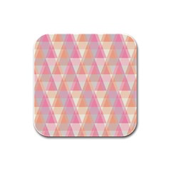 Pattern Triangle Pink Rubber Square Coaster (4 Pack) by nateshop