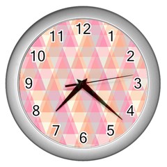 Pattern Triangle Pink Wall Clock (silver) by nateshop