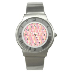 Pattern Triangle Pink Stainless Steel Watch by nateshop