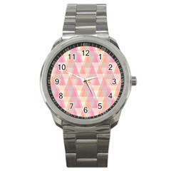 Pattern Triangle Pink Sport Metal Watch by nateshop