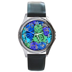 Pattern-cat Round Metal Watch by nateshop