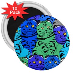 Pattern-cat 3  Magnets (10 Pack)  by nateshop