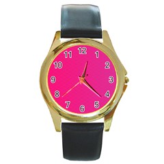 Pattern-pink Round Gold Metal Watch by nateshop