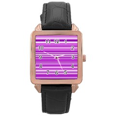 Pattern-purple Lines Rose Gold Leather Watch  by nateshop