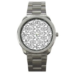 Pattern-white Sport Metal Watch