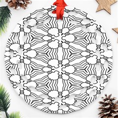 Pattern-white Round Filigree Ornament (Two Sides)